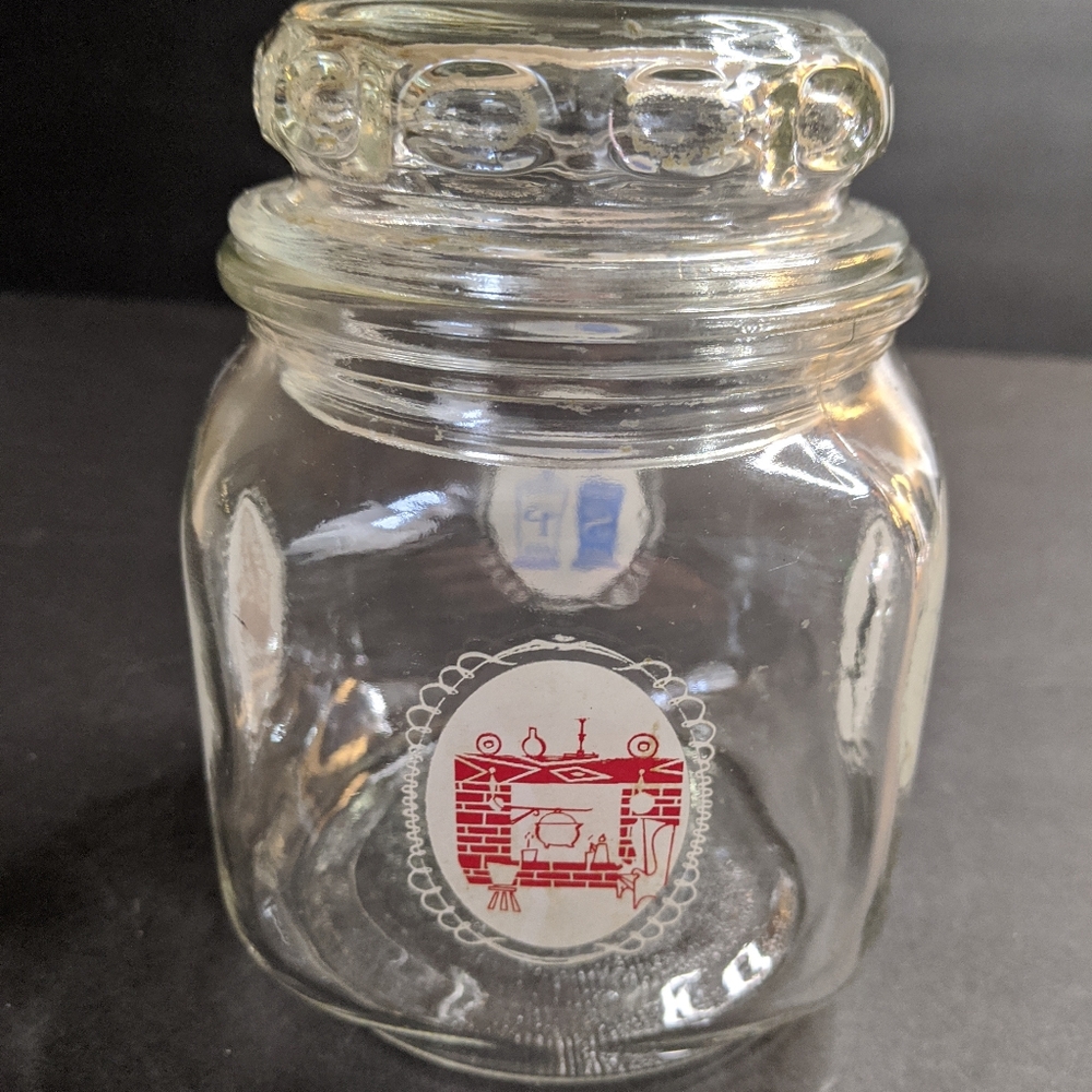 Duraglas Glass Jar Canister With Lid Country Home Decal Scenes